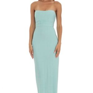 Corset Strapless Dress in Mint Blue